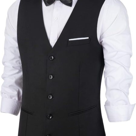 Men's Suits Vest V-Neck Sleeveless Slim Fit Jacket Groomman Casual Suit Vests for Wedding Formal Party Tuxedo for Men