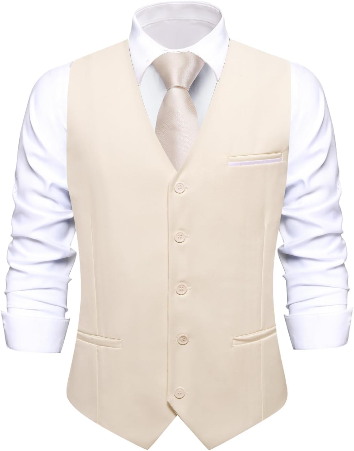 Men's Formal Suit Vest Solid Fit Vest for Men 3 Pockets V Neck Waistcoat Business Wedding Casual - Image 2