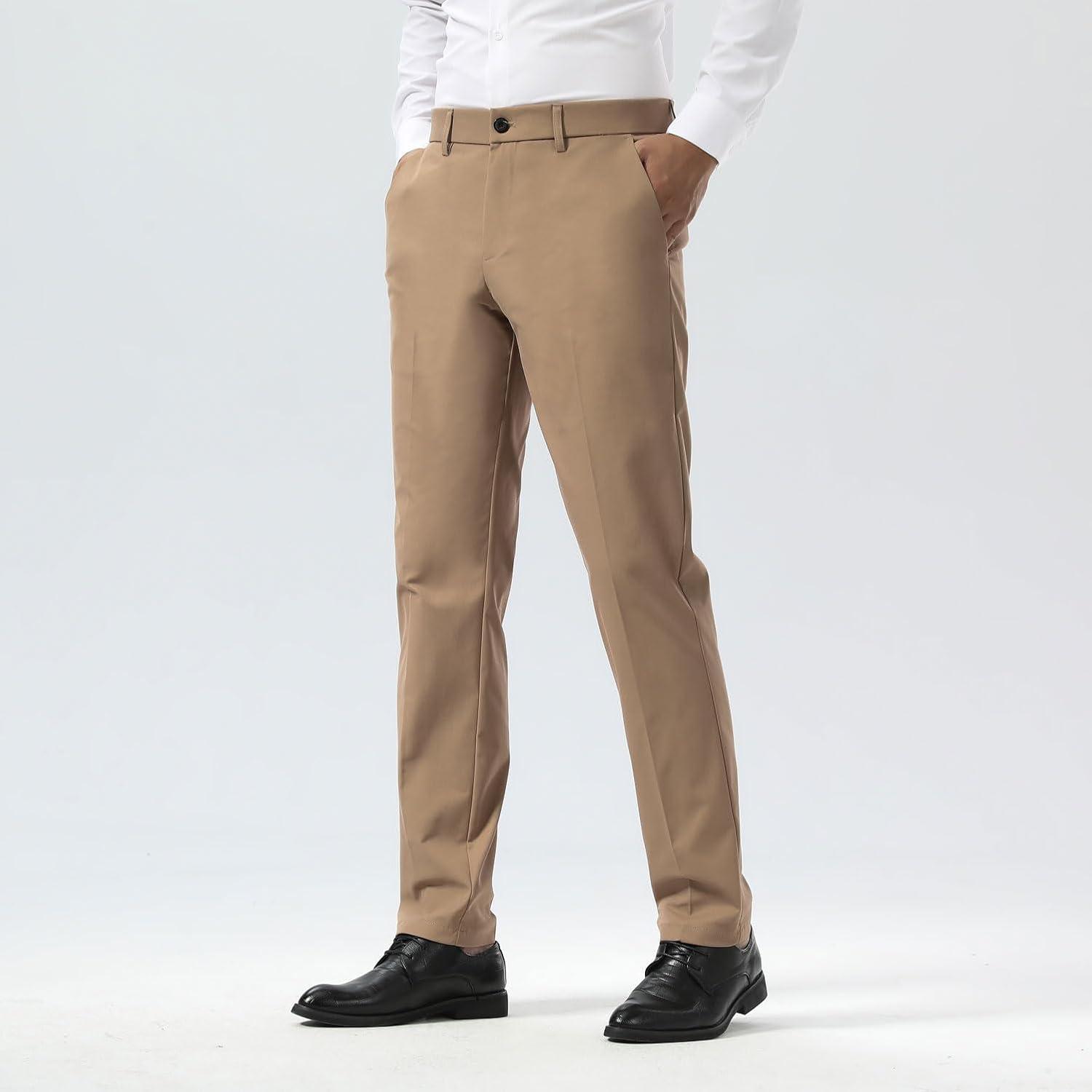 Men's Slim Fit Dress Pants Stretch Khaki Pants Wrinkle Free - Image 2