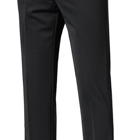 Men's Regular Fit Dress Pants Casual Business Flat Front Mens Wrinkle Free Comfort Stretch Pants