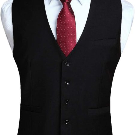 Men’s Suit Vest Waistcoat with 3 Pockets Slim Fit for Business Formal Wedding Prom and Casual Tuxedo Wear