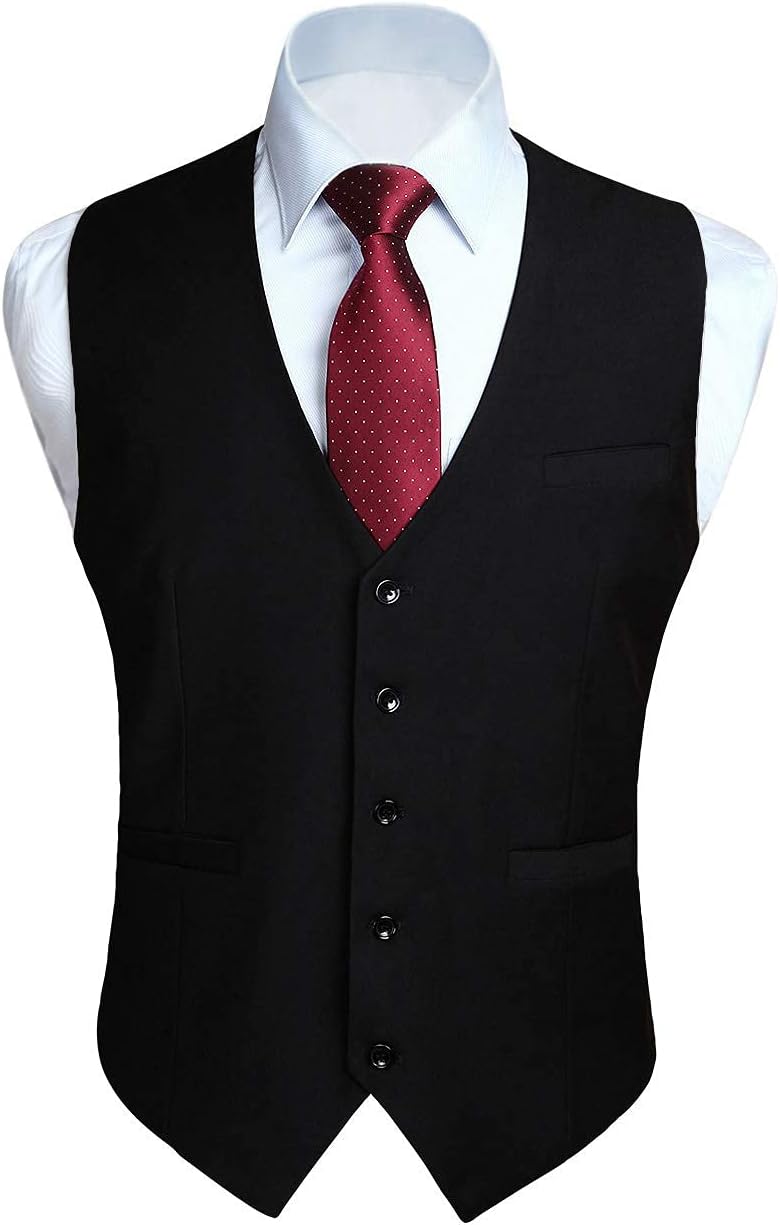 Men’s Suit Vest Waistcoat with 3 Pockets Slim Fit for Business Formal Wedding Prom and Casual Tuxedo Wear