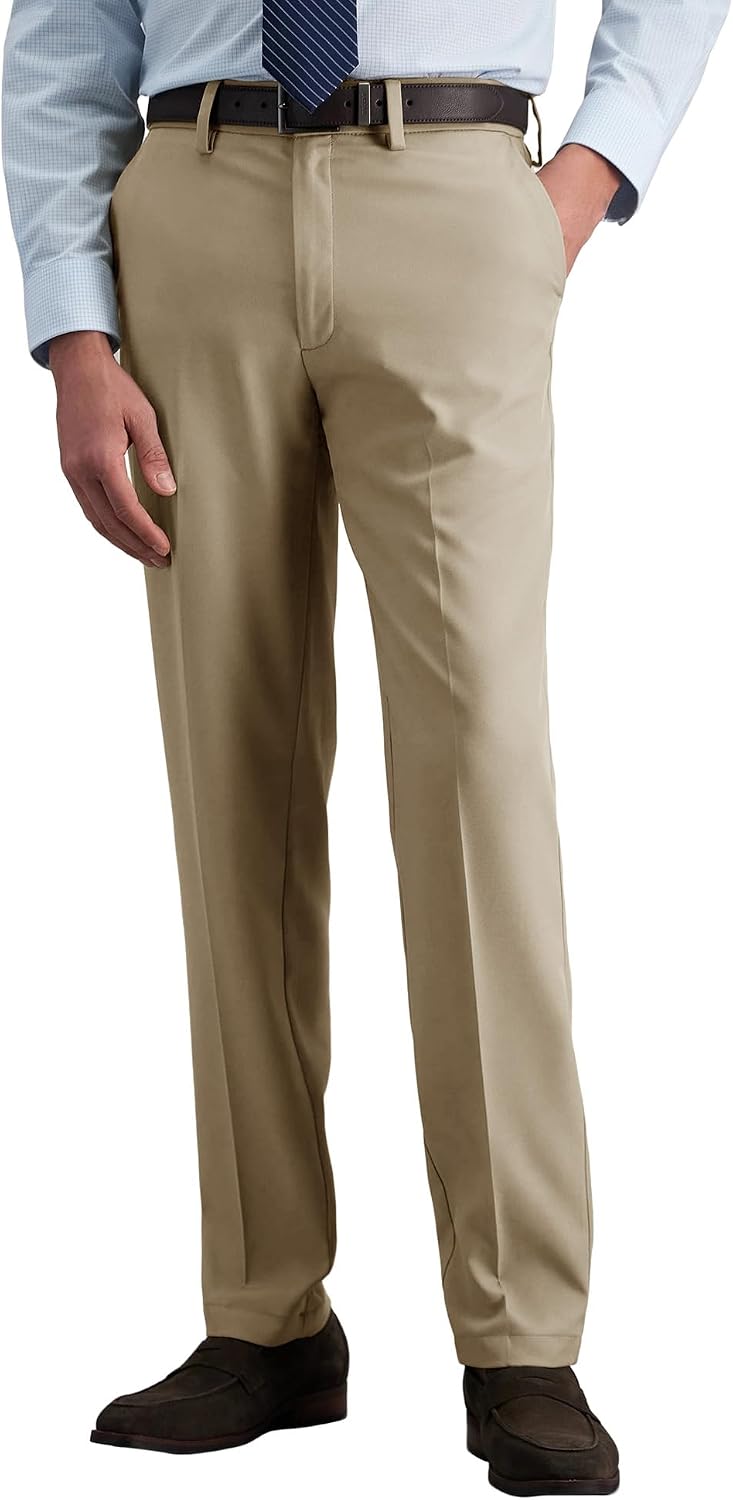Men’s Slim Fit Dress Pants, Expandable Waist Flat Front Wrinkle-Free Trousers for Business Casual, Office, Wedding