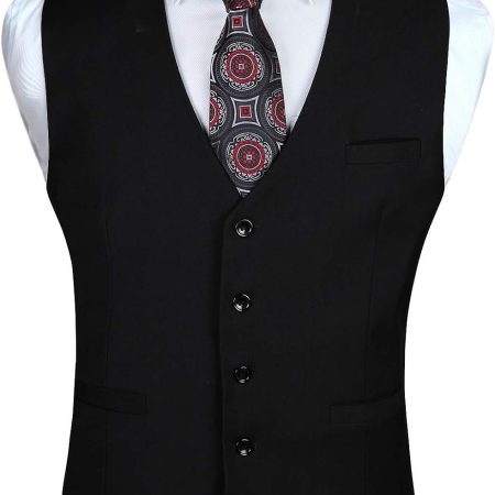Men's Suit Vest Business Formal Dress Waistcoat Solid Color Vest for Suit or Tuxedo