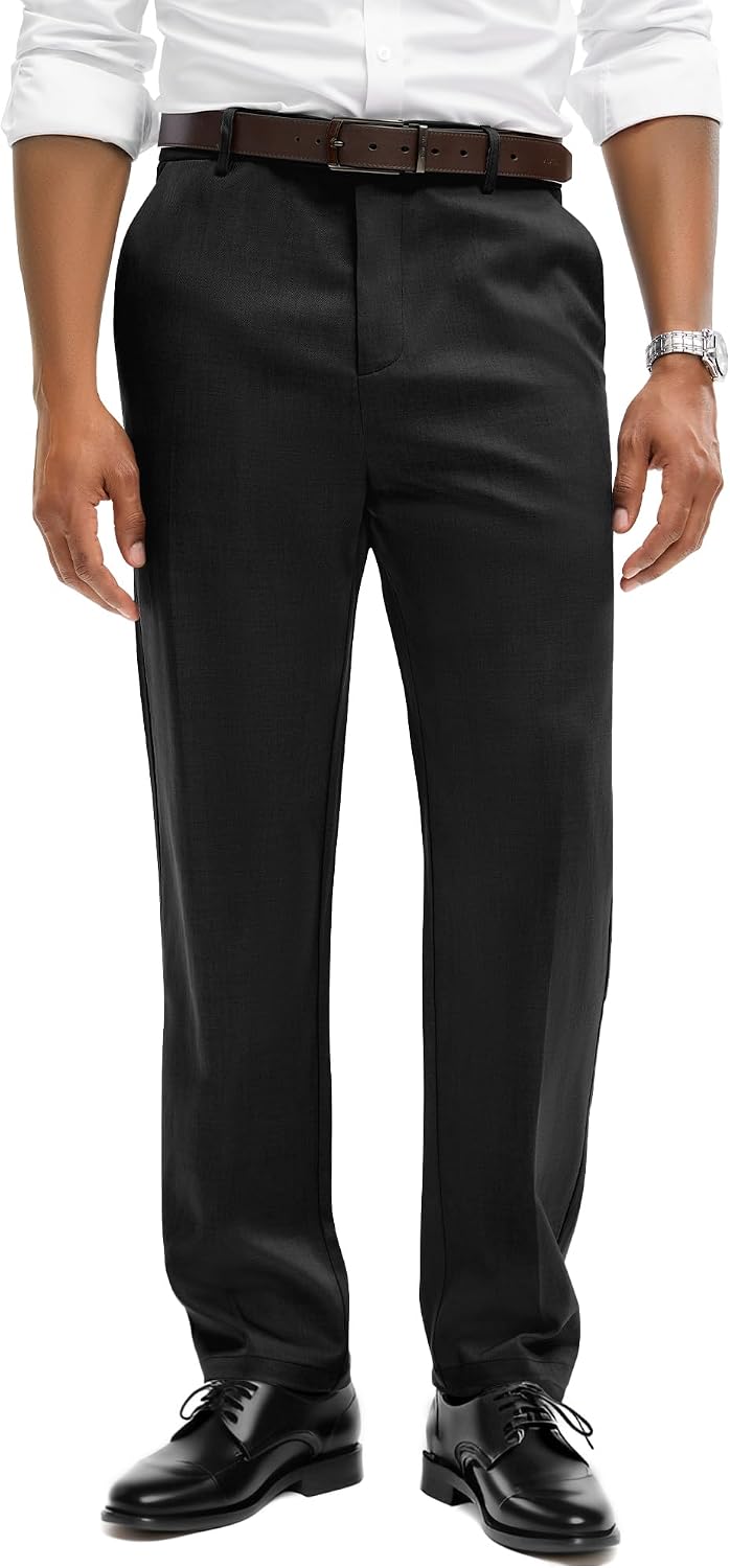 Mens Classic Fit Dress Pants Wrinkle-Resistant Slacks for Work,Golf,Business,Casual