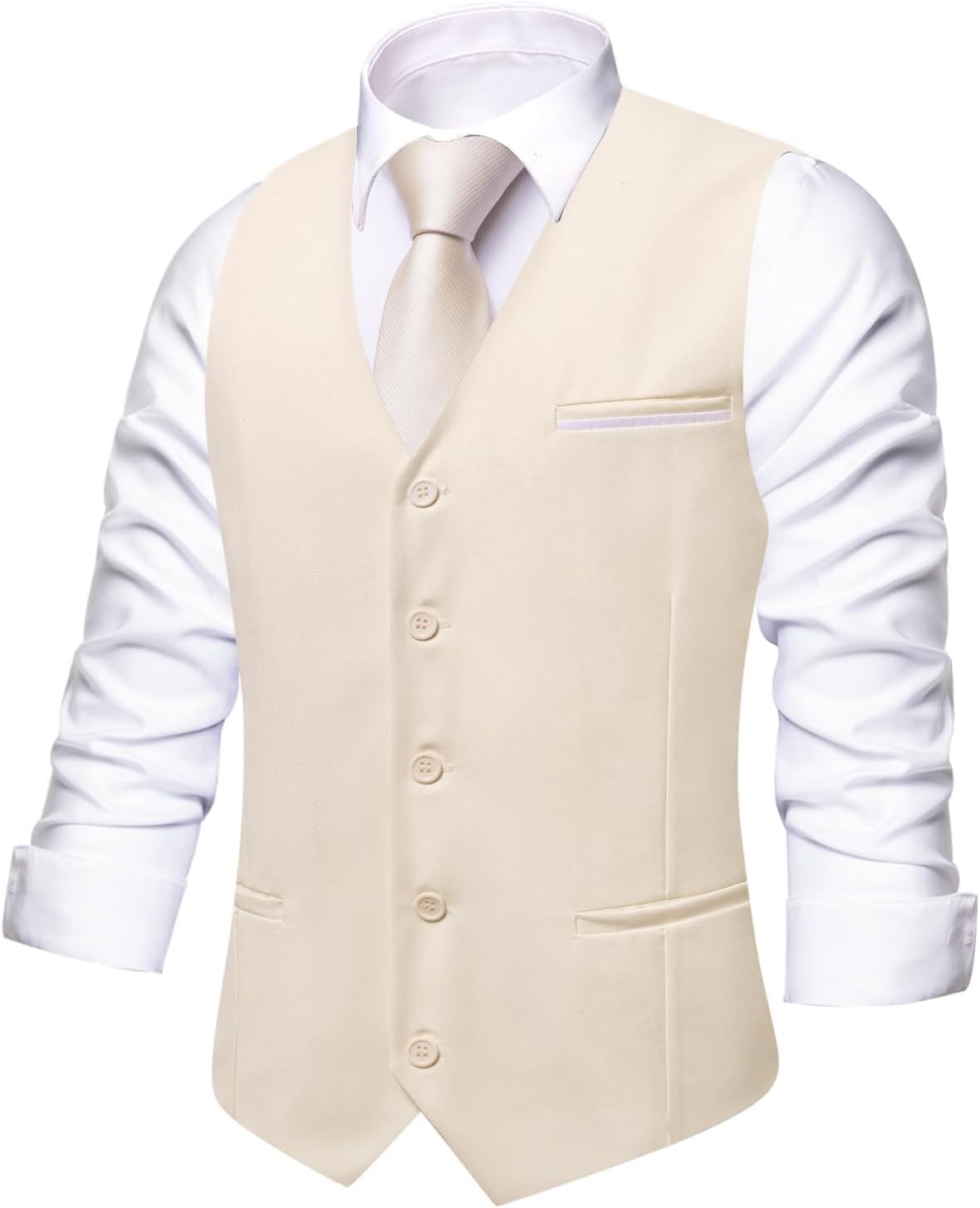 Men's Formal Suit Vest Solid Fit Vest for Men 3 Pockets V Neck Waistcoat Business Wedding Casual