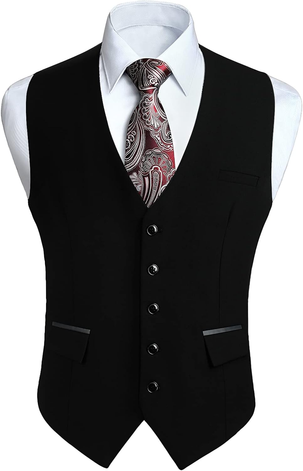 Men's Suit Vest Business Suit Vests for Men Formal Slim Fit Solid Wedding Dress Waistcoat for V-Neck Tuxedo Vest