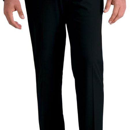 Mens 4-Way Stretch Straight Fit Flat Front Dress Pant