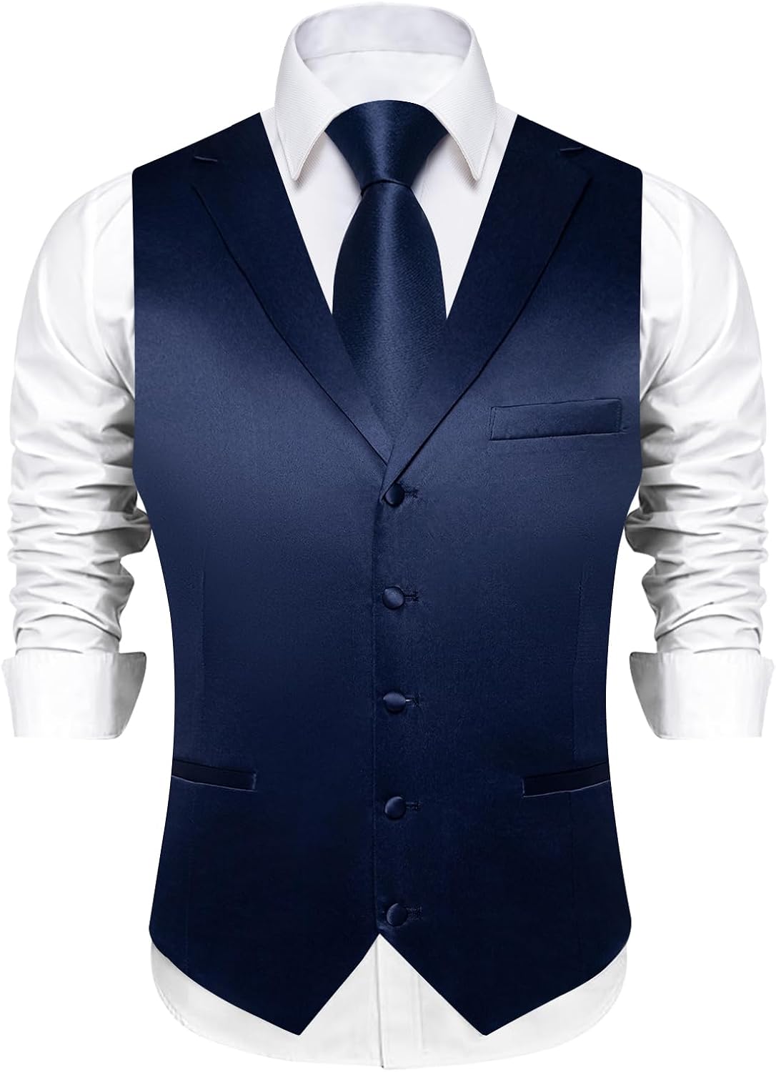 Formal Suit Vest Tie Set for Men Classic Solid Notch Lapel Dress Waistcoat Satin Vest Bowtie for Wedding Party - Image 2