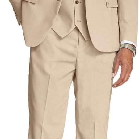 Men's 3 Piece Linen Suits Casual Lightweight Blazer Jackets Vest Pants Set for Wedding Business Prom