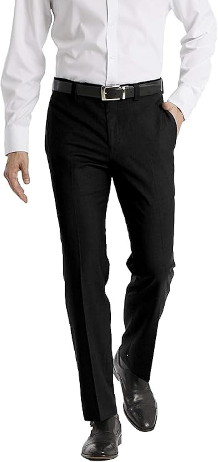 Men's Modern Fit Dress Pants | Suit Pants for Men | Performance Stretch Fabric, Flat Front, Ready-to-Wear