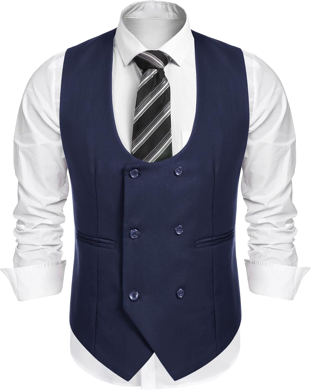 Men's Suit Vest Slim Fit Double Breasted Dress Vest Casual Business Formal Waistcoat