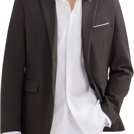 Men's Two Button Blazer Casual Sport Coats Solid Color Suit Jacket