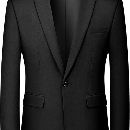 Men's One Button Suit Jacket Elegant Solid Color Blazers Slim Fit Lightweight Sport Coats Blazer