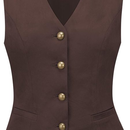 Women's Faux Suede Vest Cowgirl Western Vest Leather V Neck Slim Fit Fashion Casual Waistcoat Top
