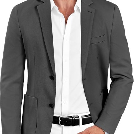 Mens Casual Sport Coat Blazer Two Buttons Knit Lightweight Suit Jackets
