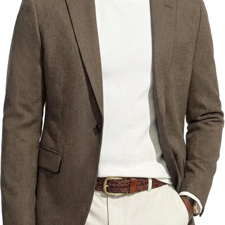 Mens Casual Blazer One Button Sport Coats Lightweight Business Suit Jacket