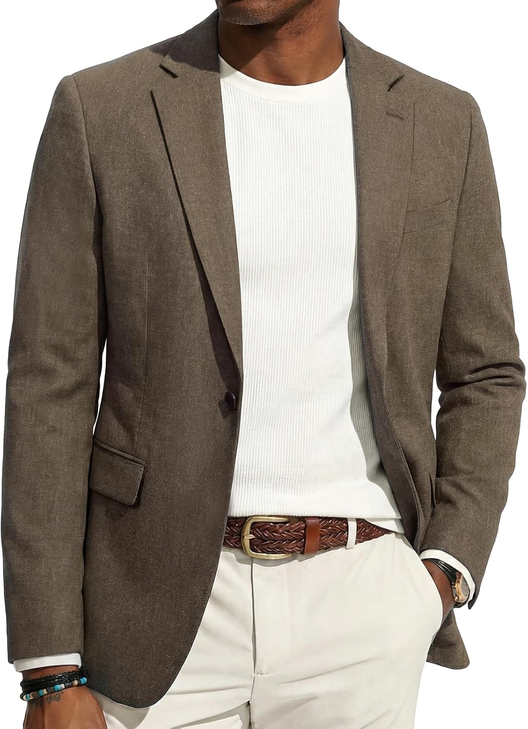 Mens Casual Blazer One Button Sport Coats Lightweight Business Suit Jacket