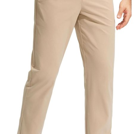 Men's Golf Pants Stretch Work Dress Comfy Pants 30"/32"/34" Lightweight Quick Dry Casual Slacks Trousers with Pockets