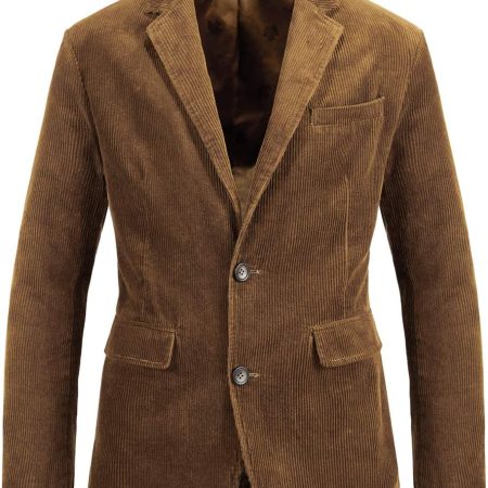 Men's Vintage Casual Work Wear Corduroy Suit Blazer Jacket Sport Coat
