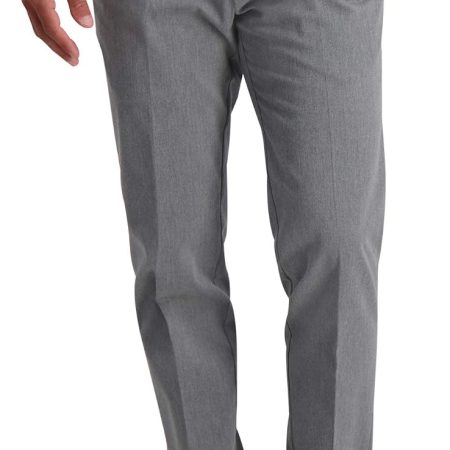 Men's Iron Free Premium Khaki Slim-Straight Fit Flat Front Expandable Waist Casual Pant