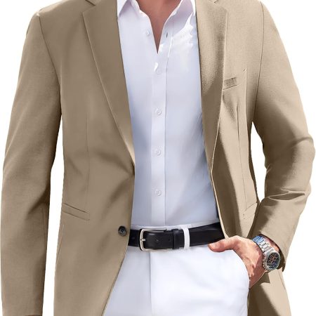 Mens Casual Sport Coat Regular Fit Lightweight Blazers Jacket Two Button Business Suit Jackets