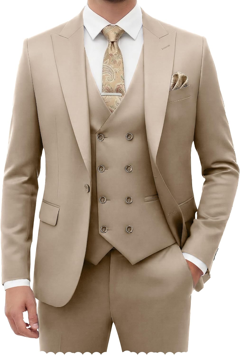 Suit for Men Wedding Slim Fit 3 Piece Set Blazer Jacket Vest Pants Tuxedo Suits for Groomsmen Business Prom Party Sport Coat