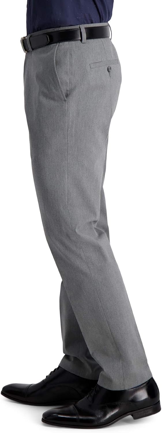 Men's Iron Free Premium Khaki Slim-Straight Fit Flat Front Expandable Waist Casual Pant - Image 2