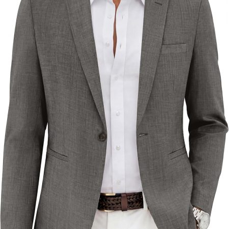 Men's Casual Blazer Slim Fit Lightweight Sport Coat One Button Suit Jacket