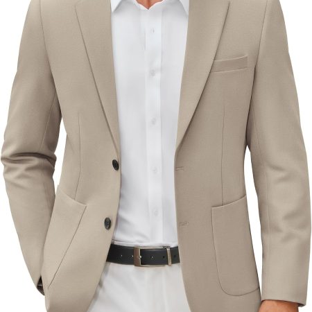 Men's Casual Blazer Jacket Slim Fit Two Button Suit Jackets Lightweight Knit Sport Coat