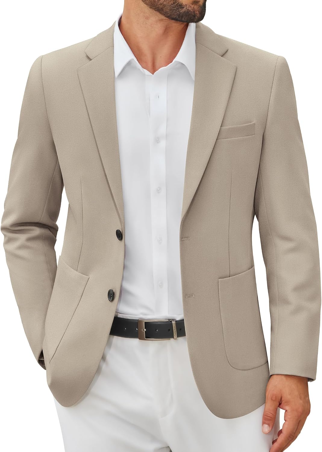 Men's Casual Blazer Jacket Slim Fit Two Button Suit Jackets Lightweight Knit Sport Coat