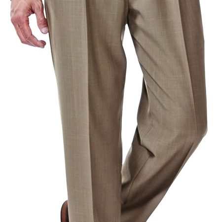 Men's  Classic Fit Pleat Front Dress Pant with Hidden Expandable Waistband