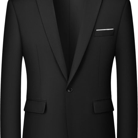 Men's One Button Blazer Casual Solid Color Suit Jacket Slim Fit Lightweight Sport Coats Blazers