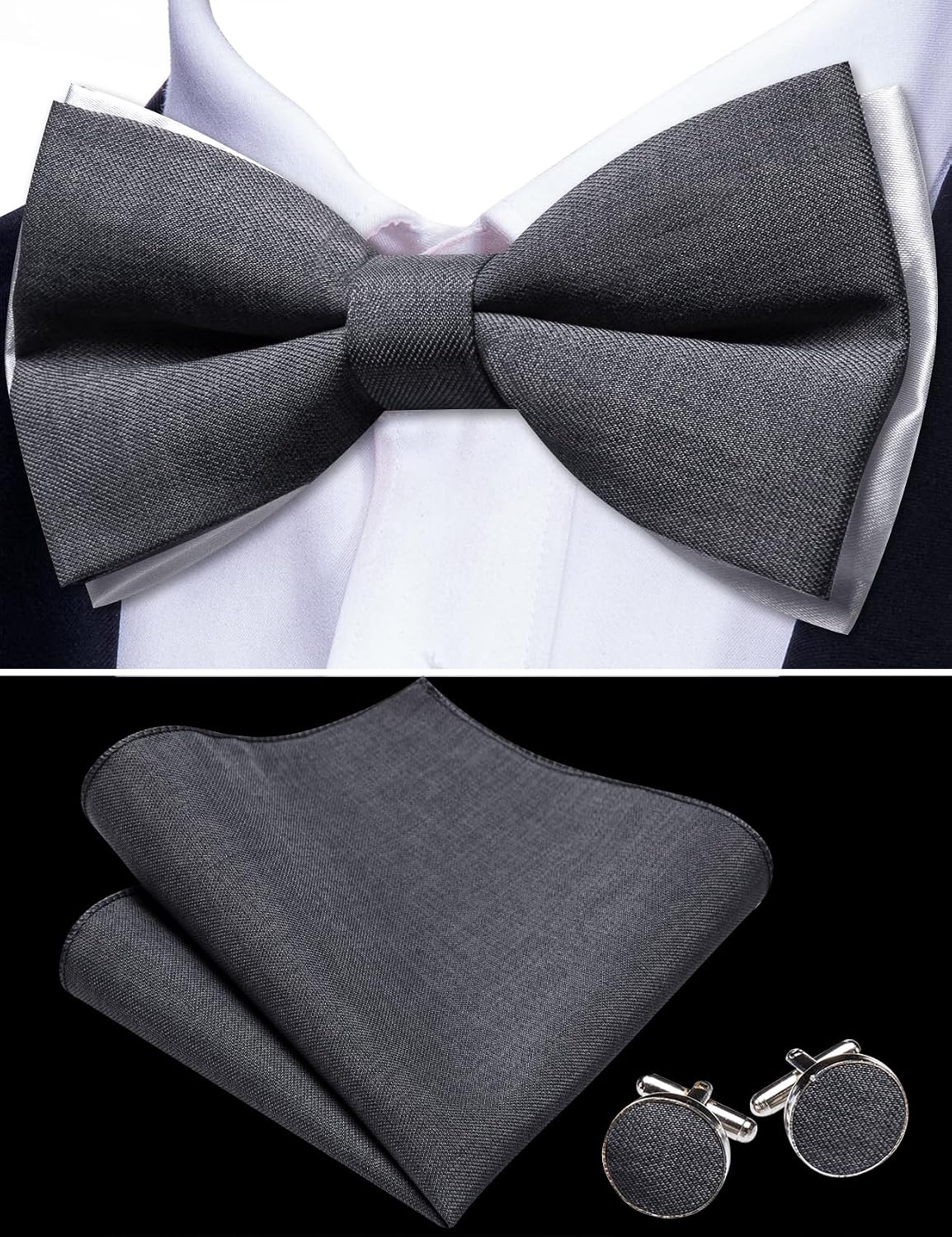 Mens Suit Vest Linen Formal/Casual V-neck Waistcoat Tie Bow Tie Set Solid Color 6PC Wedding Party Tuxedo - Image 2
