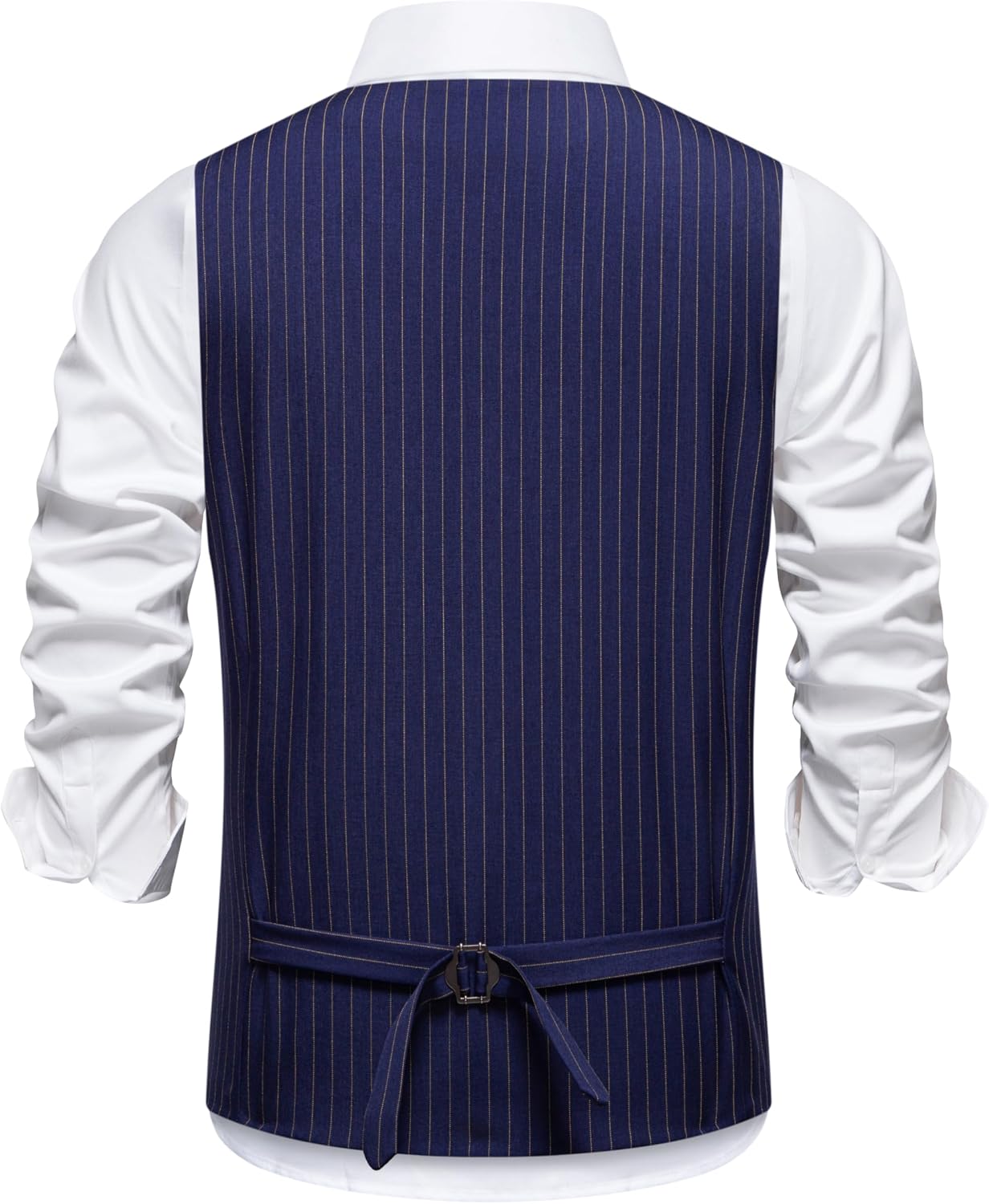 Mens Suit Vest Formal Casual Dress Vest with 3 Pockets Business Wedding Pinstripe Tuxedo Waistcoat Vest for Men - Image 2