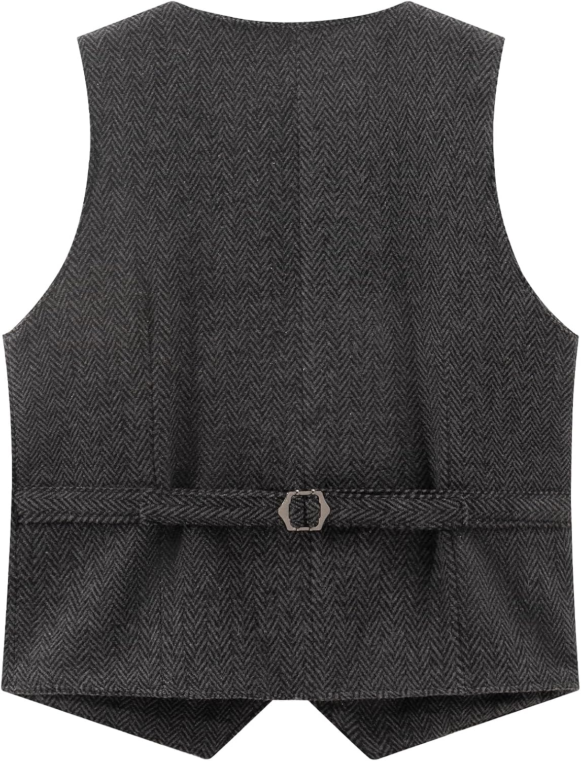 Boys' Herringbone Tweed Wool Suit Vest Formal Wedding Waistcoat with 4 Pockets - Image 2