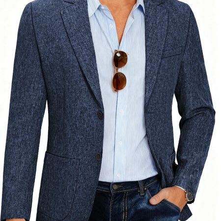 Mens Casual Blazer Slim Fit Sport Coat Lightweight Two Button Suit Jackets