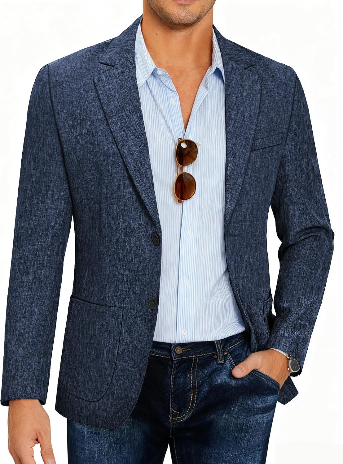 Mens Casual Blazer Slim Fit Sport Coat Lightweight Two Button Suit Jackets