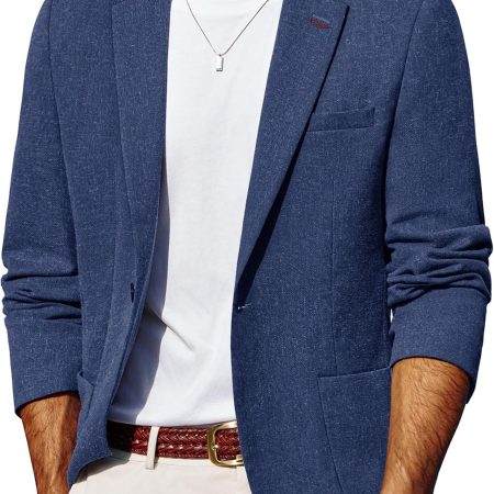 Mens Blazer Casual Sport Coats Lightweight One Button Suit Jacket for Summer